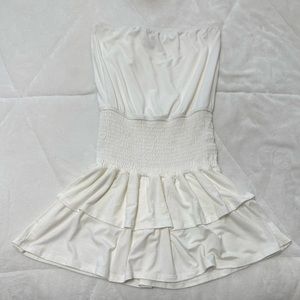 White, strapless, mini dress